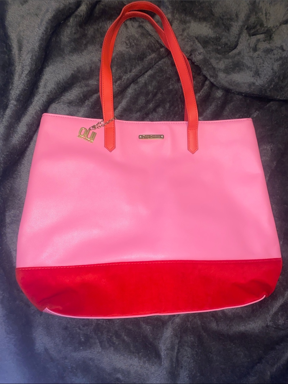 Juicy Couture Pink Tote with Red Trim and Handles